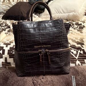 Dooney & Bourke Dark Brown Croc-Embossed Bag